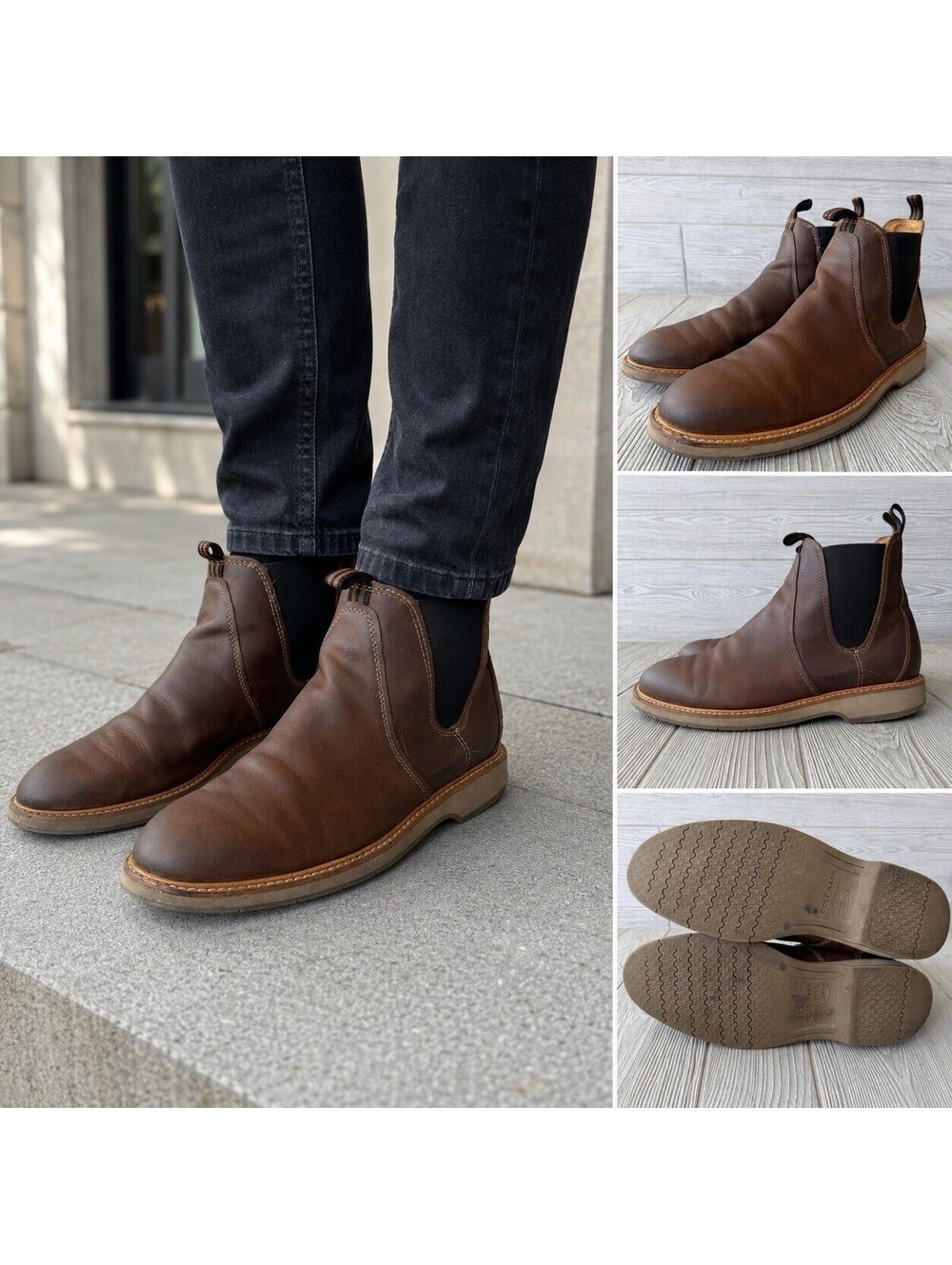 Cole Haan Grand.OS Chelsea Boots Men’s 9M Brown Leather Pull Slip On C31935